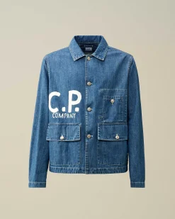 C.P. Company Blu Jacket Stone Bleach-Blue Clearance