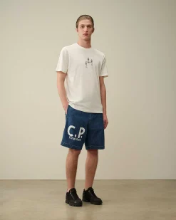C.P. Company Blu Utility Shorts Stone Bleach-Blue Cheap