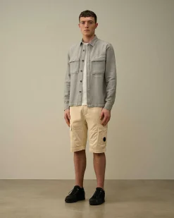 C.P. Company Broken Linen/Cotton Shirt Drizzle Grey Hot