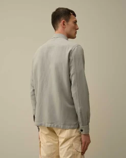 C.P. Company Broken Linen/Cotton Shirt Drizzle Grey Hot