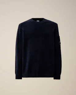 C.P. Company Chenille Cotton Knit Total Eclipse-Blue Clearance