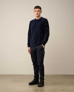 C.P. Company Chenille Cotton Knit Total Eclipse-Blue Clearance