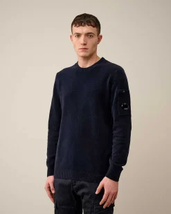 C.P. Company Chenille Cotton Knit Total Eclipse-Blue Clearance