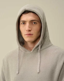 C.P. Company Chenille Cotton Knit Hoodie Drizzle Grey Cheap