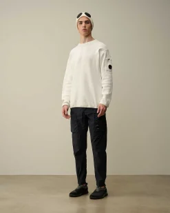 C.P. Company Chenille Cotton Lens Knit Gauze White Flash Sale