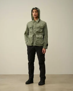 C.P. Company Chrome-R Goggle Utility Jacket Agave Green Cheap