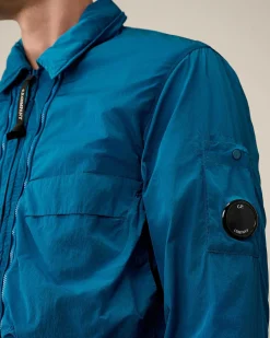 C.P. Company Chrome-R Hooded Overshirt Ink Blue Flash Sale