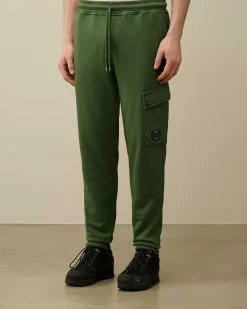 C.P. Company Cotton Diagonal Fleece Cargo Sweatpants Duck Green Cheap