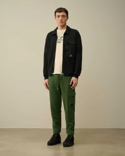 C.P. Company Cotton Diagonal Fleece Cargo Sweatpants Duck Green Cheap
