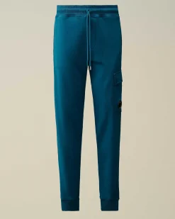 C.P. Company Cotton Diagonal Fleece Cargo Sweatpants Ink Blue Fashion