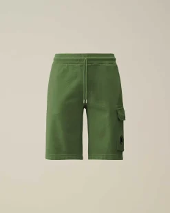 C.P. Company Cotton Diagonal Fleece Cargo Shorts Duck Green Online
