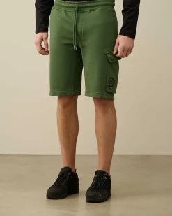 C.P. Company Cotton Diagonal Fleece Cargo Shorts Duck Green Online