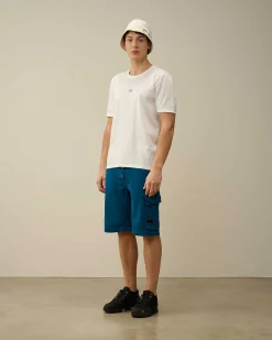 C.P. Company Cotton Diagonal Fleece Cargo Shorts Ink Blue Cheap