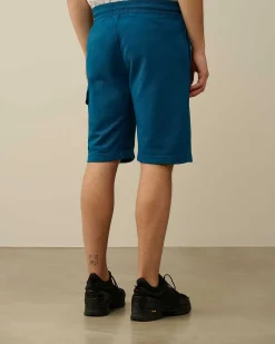 C.P. Company Cotton Diagonal Fleece Cargo Shorts Ink Blue Cheap