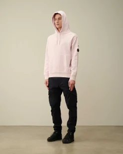 C.P. Company Cotton Diagonal Fleece Lens Hoodie Heavenly Pink Online