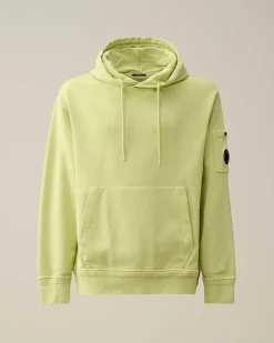 C.P. Company Cotton Diagonal Fleece Lens Hoodie White Pear Online