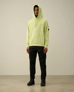 C.P. Company Cotton Diagonal Fleece Lens Hoodie White Pear Online