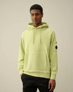 C.P. Company Cotton Diagonal Fleece Lens Hoodie White Pear Online