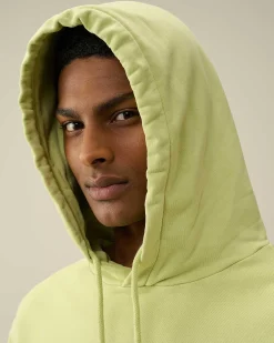 C.P. Company Cotton Diagonal Fleece Lens Hoodie White Pear Online