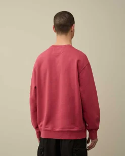 C.P. Company Cotton Diagonal Fleece Lens Sweatshirt Red Bud Shop