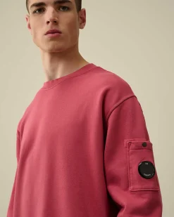 C.P. Company Cotton Diagonal Fleece Lens Sweatshirt Red Bud Shop