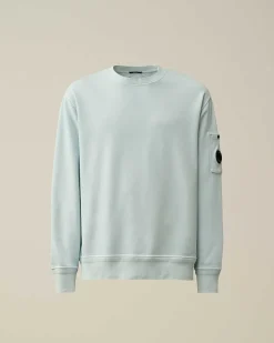 C.P. Company Cotton Diagonal Fleece Lens Sweatshirt Starlight Blue Flash Sale