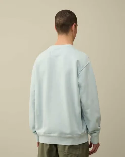 C.P. Company Cotton Diagonal Fleece Lens Sweatshirt Starlight Blue Flash Sale