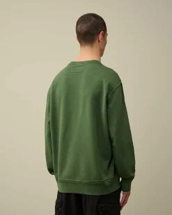 C.P. Company Cotton Diagonal Fleece Lens Sweatshirt Duck Green New