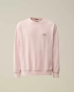 C.P. Company Cotton Diagonal Fleece Logo Sweatshirt Heavenly Pink Fashion
