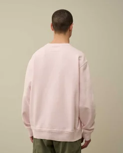 C.P. Company Cotton Diagonal Fleece Logo Sweatshirt Heavenly Pink Fashion