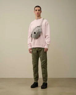 C.P. Company Cotton Diagonal Fleece Logo Sweatshirt Heavenly Pink Fashion