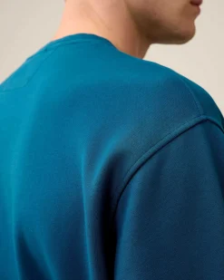 C.P. Company Cotton Diagonal Fleece Logo Sweatshirt Ink Blue Store