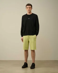 C.P. Company Cotton Diagonal Fleece Shorts White Pear Hot
