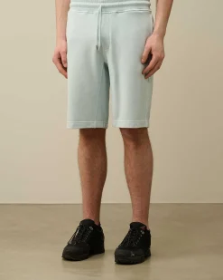 C.P. Company Cotton Diagonal Fleece Shorts Starlight Blue Outlet