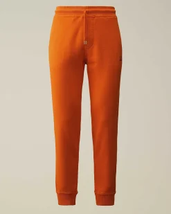 C.P. Company Cotton Diagonal Fleece Sweatpants Gold Flame-Orange New