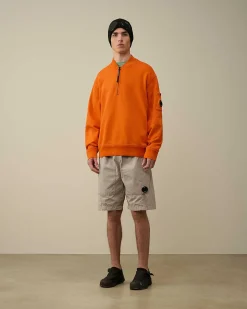 C.P. Company Cotton Diagonal Fleece Zipped Sweatshirt Gold Flame-Orange Best Sale