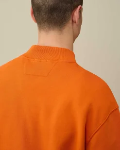 C.P. Company Cotton Diagonal Fleece Zipped Sweatshirt Gold Flame-Orange Best Sale