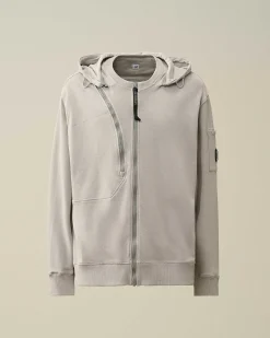 C.P. Company Cotton Fleece Hooded Sweatshirt Drizzle Grey Discount