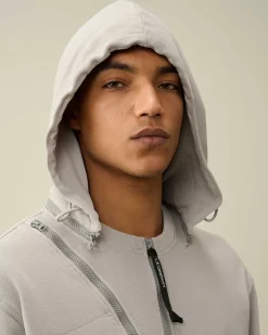 C.P. Company Cotton Fleece Hooded Sweatshirt Drizzle Grey Discount