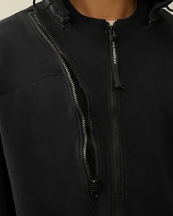 C.P. Company Cotton Fleece Hooded Sweatshirt Black Cheap