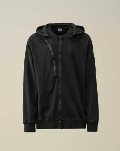 C.P. Company Cotton Fleece Hooded Sweatshirt Black Cheap
