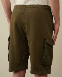 C.P. Company Cotton Fleece Mixed Cargo Shorts Ivy Green Cheap