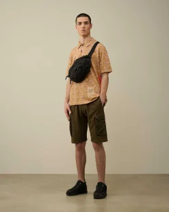 C.P. Company Cotton Fleece Mixed Cargo Shorts Ivy Green Cheap