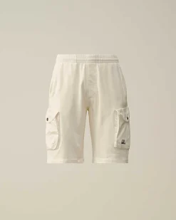 C.P. Company Cotton Fleece Mixed Cargo Shorts Gauze White Cheap