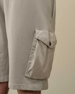 C.P. Company Cotton Fleece Mixed Cargo Shorts Drizzle Grey Fashion