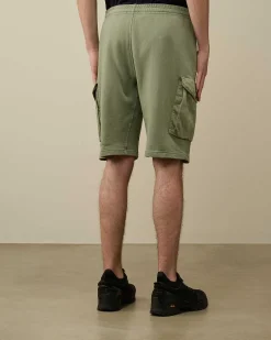 C.P. Company Cotton Fleece Mixed Cargo Shorts Agave Green Best Sale