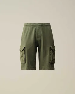 C.P. Company Cotton Fleece Mixed Cargo Shorts Agave Green Best Sale