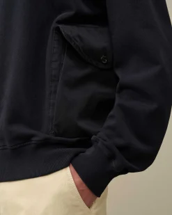 C.P. Company Cotton Fleece Mixed Sweatshirt Total Eclipse-Blue Online