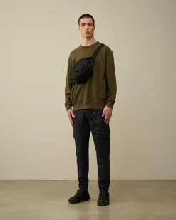C.P. Company Cotton Fleece Mixed Sweatshirt Ivy Green New