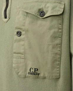 C.P. Company Cotton Fleece Mixed Zipped Sweatshirt Agave Green Hot